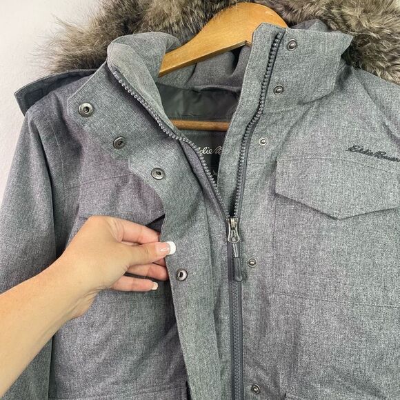 Eddie Bauer Women’s Weatheredge EB650 Down Faux Fur Zip Up Jacket Size S - Picture 4 of 12